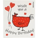 Panno in Spugna - Gallina Berta, Happy Birthday - Rosso